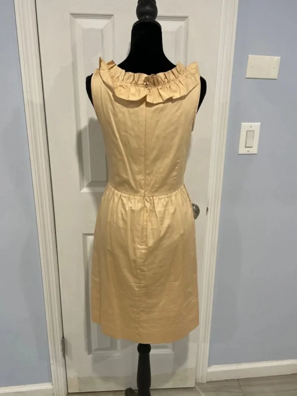 J.Crew Women’s Beige Ruffle Neck Sleeveless Cotton Dress 2